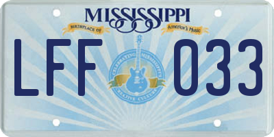 MS license plate LFF033