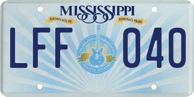 MS license plate LFF040