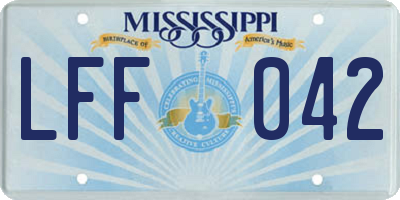 MS license plate LFF042