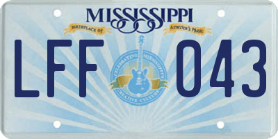 MS license plate LFF043
