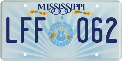MS license plate LFF062