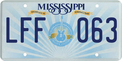 MS license plate LFF063