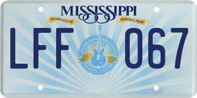 MS license plate LFF067