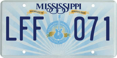 MS license plate LFF071