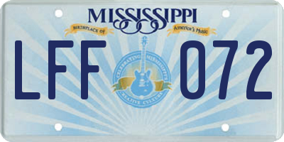 MS license plate LFF072
