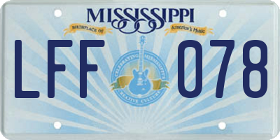 MS license plate LFF078