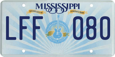MS license plate LFF080