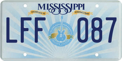 MS license plate LFF087