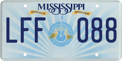 MS license plate LFF088