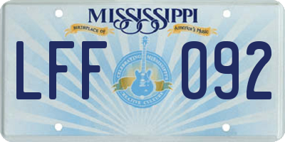 MS license plate LFF092