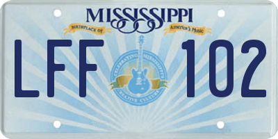 MS license plate LFF102