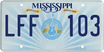 MS license plate LFF103