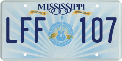 MS license plate LFF107