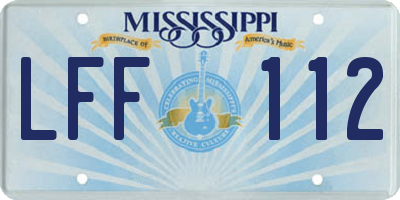 MS license plate LFF112