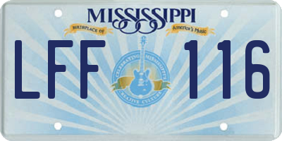 MS license plate LFF116