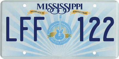 MS license plate LFF122