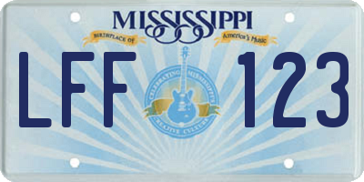MS license plate LFF123