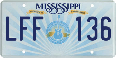 MS license plate LFF136
