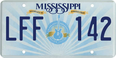 MS license plate LFF142