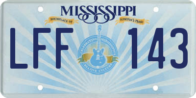 MS license plate LFF143