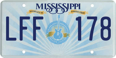 MS license plate LFF178