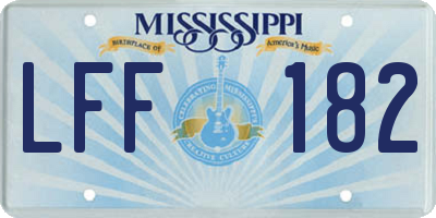 MS license plate LFF182