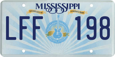MS license plate LFF198