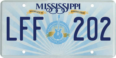 MS license plate LFF202