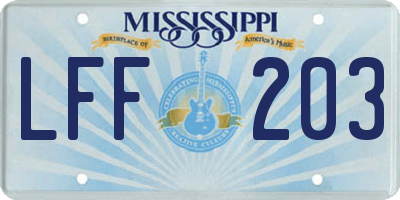 MS license plate LFF203