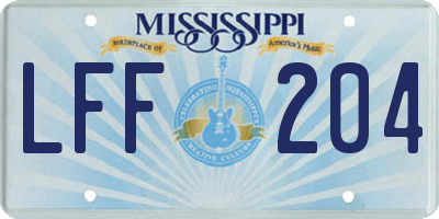 MS license plate LFF204
