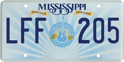 MS license plate LFF205