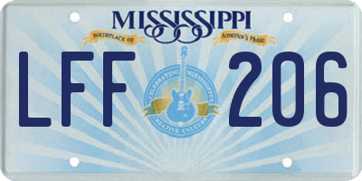 MS license plate LFF206