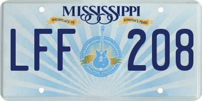 MS license plate LFF208