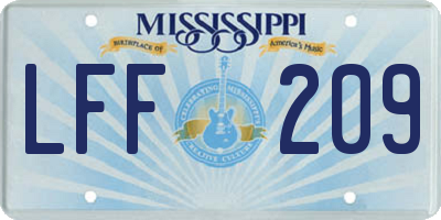 MS license plate LFF209