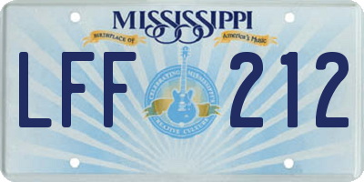 MS license plate LFF212