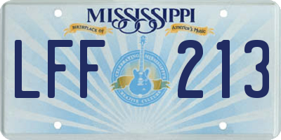 MS license plate LFF213