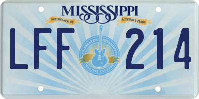 MS license plate LFF214