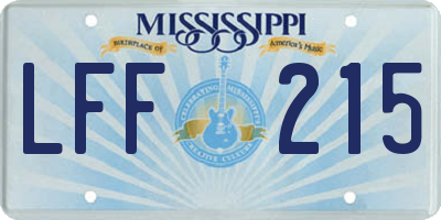 MS license plate LFF215