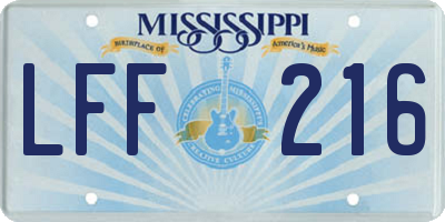 MS license plate LFF216