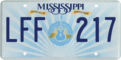 MS license plate LFF217