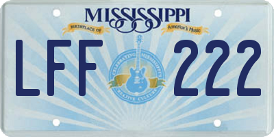MS license plate LFF222