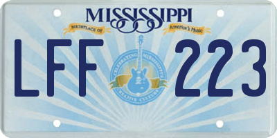 MS license plate LFF223