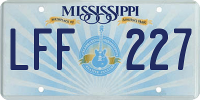 MS license plate LFF227