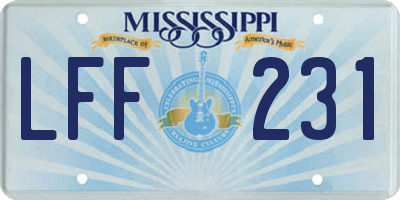 MS license plate LFF231