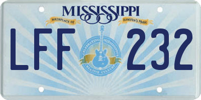 MS license plate LFF232