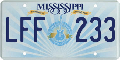 MS license plate LFF233