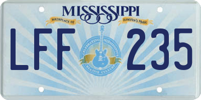 MS license plate LFF235