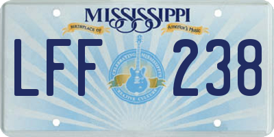 MS license plate LFF238