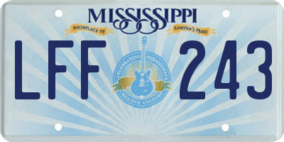 MS license plate LFF243
