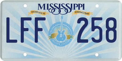 MS license plate LFF258